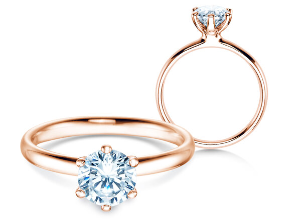 Anello di Fidanzamento Classic 6 in 18K oro rosa con diamante 1,00ct G/VS