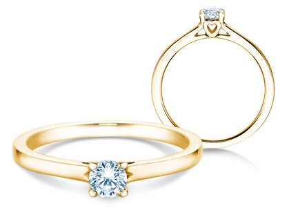 Anello di Fidanzamento Romance in 9K oro giallo con diamante 0,25ct H/SI