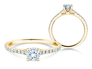 Anello con pietra di nascita Pure Colour aprile in 9K oro bianco con diamante 0,50ct e diamanti 0,26ct