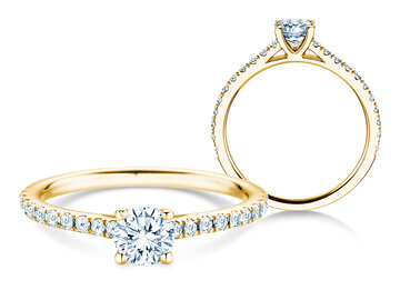 Anello con pietra di nascita Pure Colour aprile in 9K oro bianco con diamante 0,50ct e diamanti 0,26ct