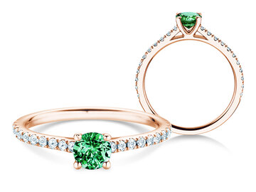 Anello con pietra di nascita Pure Colour maggio in 9K oro bianco con smeraldo 0,50ct e diamanti 0,26ct