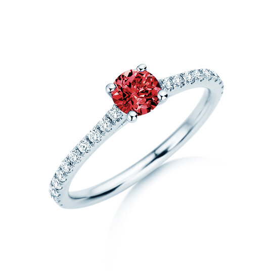 Anello con pietra di nascita Pure Colour luglio in 9K oro bianco con rubino 0,50ct e diamanti 0,26ct