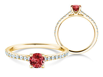 Anello con pietra di nascita Pure Colour luglio in 9K oro bianco con rubino 0,50ct e diamanti 0,26ct