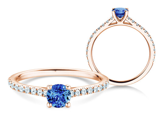 Anello con pietra di nascita Pure Colour settembre in 9K oro bianco con zaffiro 0,50ct e diamanti 0,26ct