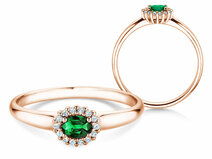 Anello di Fidanzamento Jolie Cross in 18K oro rosa con smeraldo 0,25ct e diamanti 0,06ct