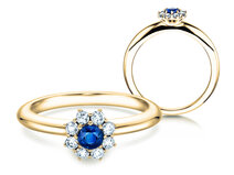 Anello di Fidanzamento Lovely in 14K oro giallo con zaffiro 0,33ct e diamanti 0,40ct