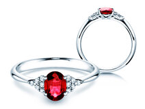 Anello di Fidanzamento Vivid in 14K oro bianco con rubino 1,00ct e diamanti 0,12ct