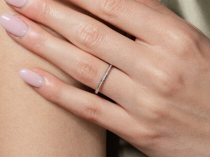 Anello di Fidanzamento Alliance-/Eternityring in 14K oro rosa con diamanti 0,125ct G/SI