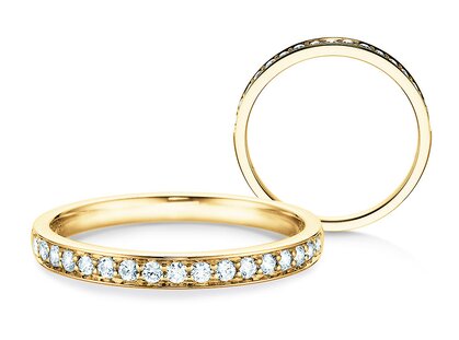 Anello di Fidanzamento Alliance-/Eternity in 9K oro giallo con diamanti 0,255ct G/SI