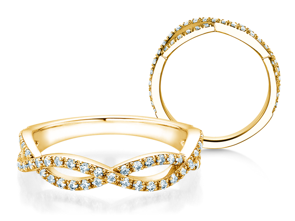 Anello di Fidanzamento Diamond Curve in 14K oro giallo con diamante 0,40ct G/SI