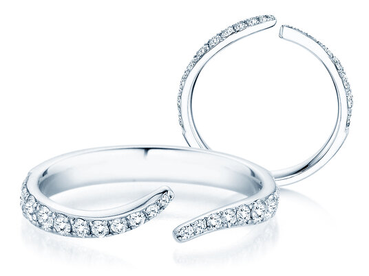 Anello di Fidanzamento Flow Pavé in 9K oro bianco con diamanti 0,51ct G/SI