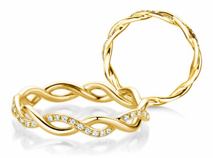 Anello di Fidanzamento Sparkling Curve in 14K oro giallo con diamanti 0,14ct G/SI