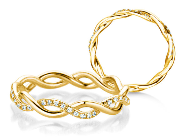 Anello di Fidanzamento Sparkling Curve in 14K oro giallo con diamanti 0,14ct G/SI