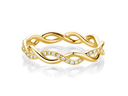 Anello di Fidanzamento Sparkling Curve in 14K oro giallo con diamanti 0,14ct G/SI
