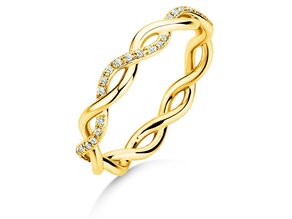 Anello di Fidanzamento Sparkling Curve in 14K oro giallo con diamanti 0,14ct G/SI