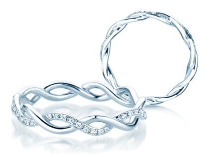 Anello di Fidanzamento Sparkling Curve in 14K oro bianco con diamanti 0,14ct G/SI