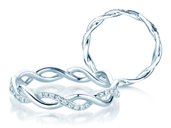 Anello di Fidanzamento Sparkling Curve in 14K oro bianco con diamanti 0,14ct G/SI