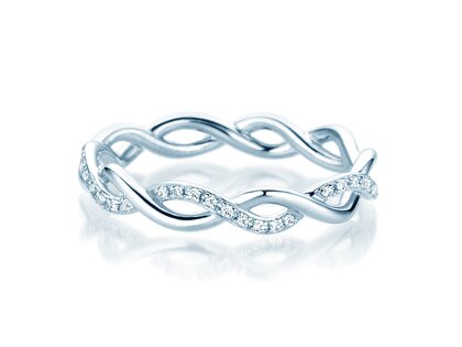 Anello di Fidanzamento Sparkling Curve in 14K oro bianco con diamanti 0,14ct G/SI