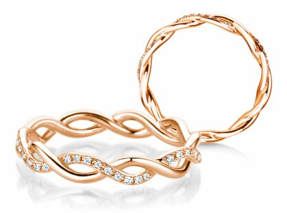 Anello di Fidanzamento Sparkling Curve in 14K oro rosa con diamanti 0,14ct G/SI