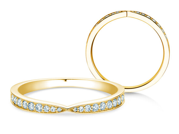 Anello di Fidanzamento V-Eternity in 14K oro giallo con diamanti 0,22ct G/SI