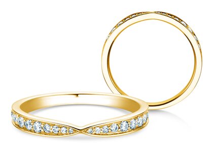 Anello di Fidanzamento V-Eternity in 14K oro giallo con diamanti 0,30ct G/SI