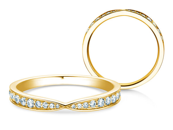 Anello di Fidanzamento V-Eternity in 14K oro giallo con diamanti 0,30ct G/SI