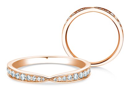 Anello di Fidanzamento V-Eternity in 18K oro rosa con diamanti 0,30ct G/SI