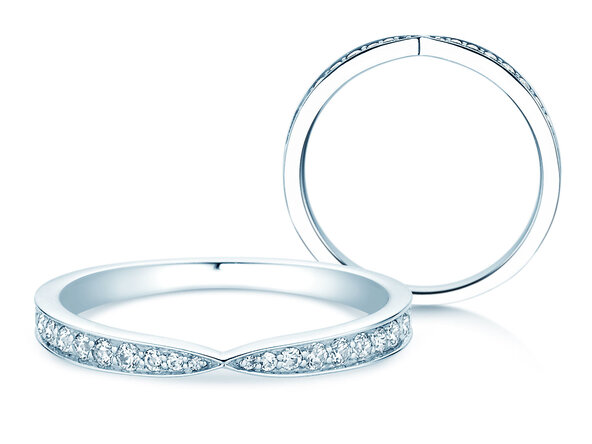 Anello di Fidanzamento V-Eternity in 14K oro bianco con diamanti 0,22ct G/SI