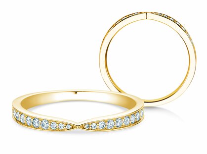 Anello di Fidanzamento V-Eternity in 14K oro giallo con diamanti 0,22ct