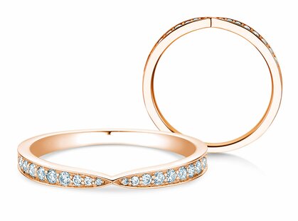 Anello di Fidanzamento V-Eternity in 18K oro rosa con diamanti 0,22ct