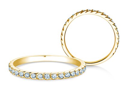 Anello di Fidanzamento Wave in 14K oro giallo con diamanti 0,33ct G/SI