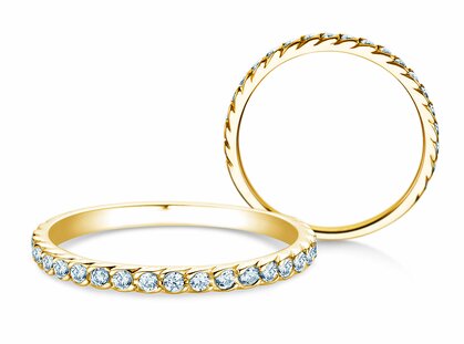 Anello di Fidanzamento Wave in 9K oro giallo con diamanti 0,33ct G/SI