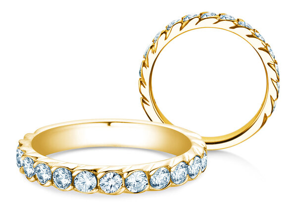 Anello di Fidanzamento Wave in 14K oro giallo con diamanti 1,30ct G/SI