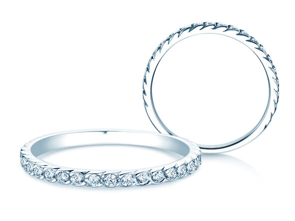 Anello di Fidanzamento Wave in 14K oro bianco con diamanti 0,33ct G/SI