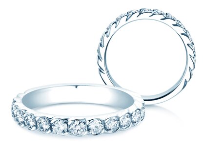 Anello di Fidanzamento Wave in 14K oro bianco con diamanti 1,30ct G/SI
