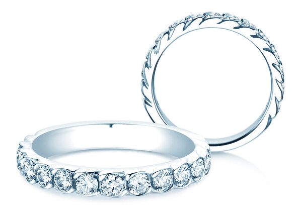 Anello di Fidanzamento Wave in 14K oro bianco con diamanti 1,30ct G/SI