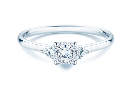 Anello di Fidanzamento Blossom Cushion in 9K oro bianco con diamanti naturali 0,29ct G/SI