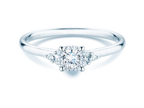Anello di Fidanzamento Blossom Cushion in 9K oro bianco con diamanti naturali 0,29ct G/SI