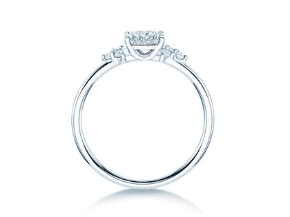 Anello di Fidanzamento Blossom Cushion in 9K oro bianco con diamanti naturali 0,29ct G/SI