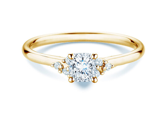 Anello di Fidanzamento Blossom Cushion in 9K oro giallo con diamanti naturali 0,58ct