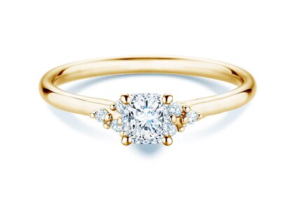 Anello di Fidanzamento Blossom Cushion in 9K oro giallo con diamanti naturali 0,29ct G/SI