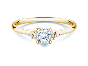 Anello di Fidanzamento Blossom Cushion in 9K oro giallo con diamanti naturali 0,29ct G/SI