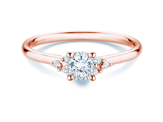 Anello di Fidanzamento Blossom Cushion in 9K oro rosa con diamanti naturali 0,58ct