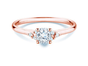 Anello di Fidanzamento Blossom Cushion in 9K oro rosa con diamanti naturali 0,29ct G/SI
