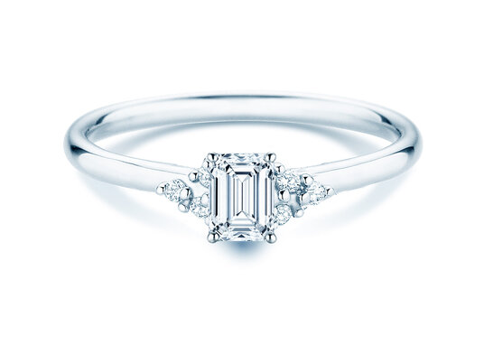 Anello di Fidanzamento Blossom Emerald in 9K oro bianco con diamanti naturali 0,58ct