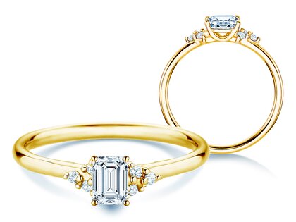Anello di Fidanzamento Blossom Emerald in 14K oro giallo con diamanti naturali 0,22ct G/VS