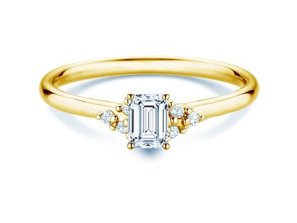 Anello di Fidanzamento Blossom Emerald in 14K oro giallo con diamanti naturali 0,22ct G/VS