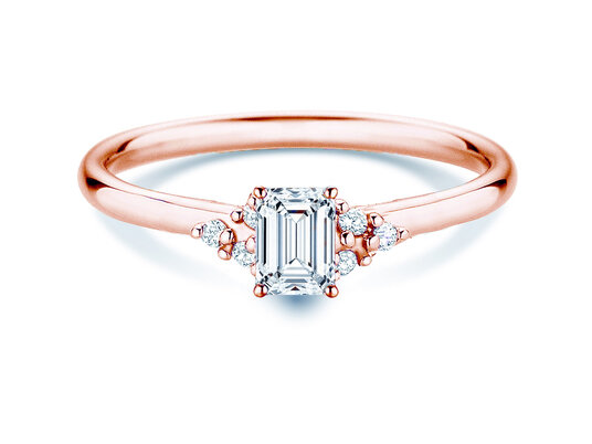 Anello di Fidanzamento Blossom Emerald in 9K oro rosa con diamanti naturali 0,58ct