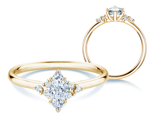 Anello di Fidanzamento Blossom Marquise in 9K oro giallo con diamanti naturali 0,58ct
