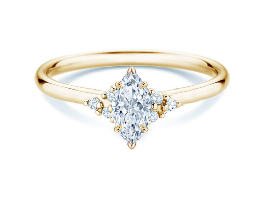 Anello di Fidanzamento Blossom Marquise in 9K oro giallo con diamanti naturali 0,58ct